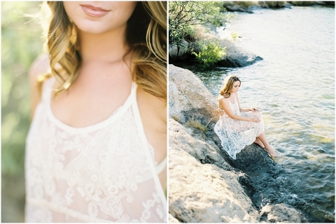 boudoir at the lake in lace dress